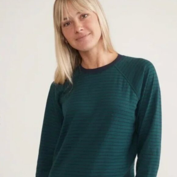 Marine Layer Sweaters - Marine Layer Atkins Reversible Raglan Crewneck Sweater - Polka Dot and Stripe